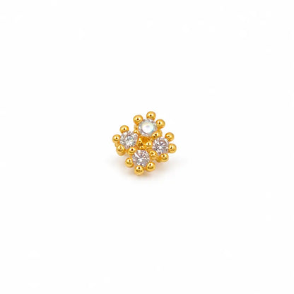 AVIRRA Gold Filled Floral Crystal Cluster Nose Pin