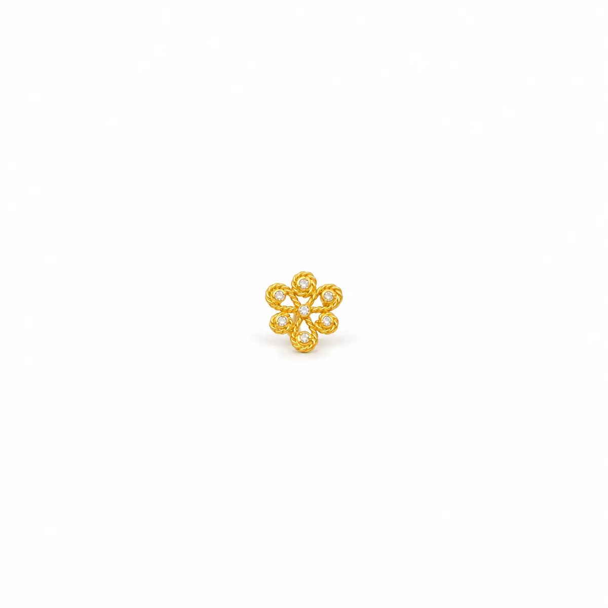 AVIRRA Gold Filled Floral Petal Wired Nose Pin