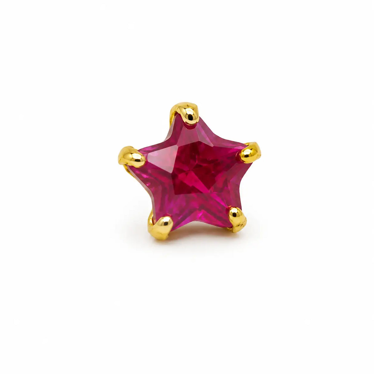 AVIRRA Gold Filled Ruby Red Star Crystal Wired Nose Pin