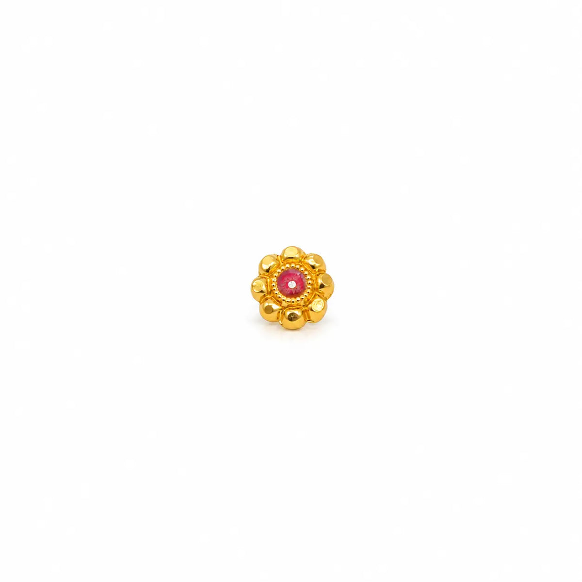 AVIRRA Gold Filled Ruby Floral Wired Nose Pin