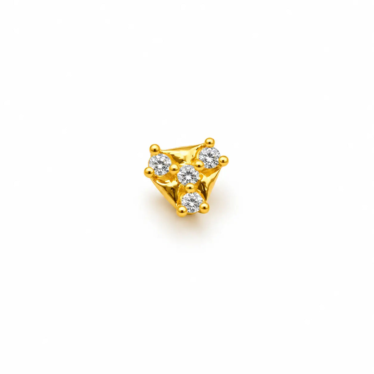 AVIRRA Gold Filled Triangle Triple Crystal Nose Pin