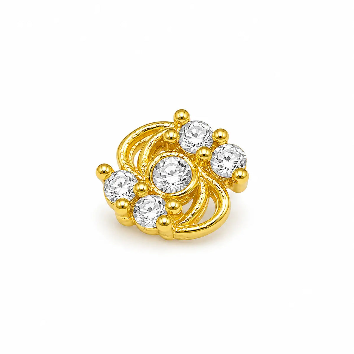 AVIRRA Gold Filled Floral Crystal Wired  Nose Pin