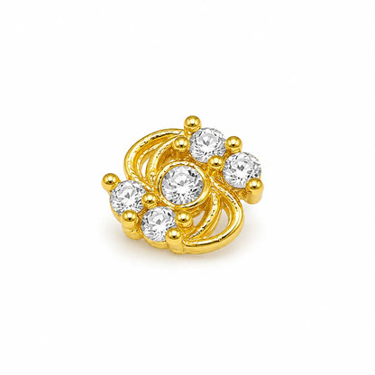 AVIRRA Gold Filled Floral Crystal Wired  Nose Pin