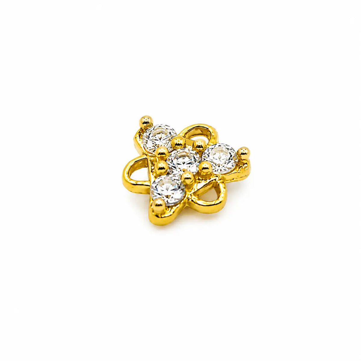 AVIRRA Gold Filled Floral Crystal Wired Nose Pin
