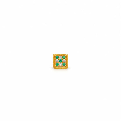 AVIRRA Gold Filled Green & White Square Wired Nose Pin