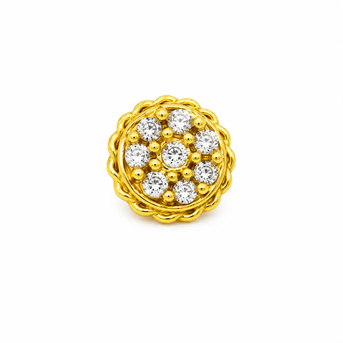 AVIRRA Gold Filled Floral Crystal Statement Wired Nose Pin