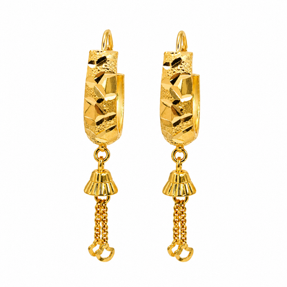 AVIRRA Gold Filled Textured Hoop Tassel Earrings