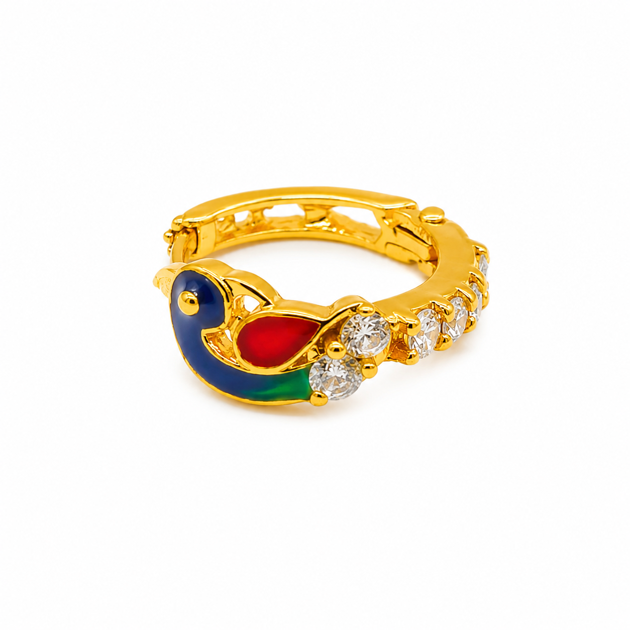 AVIRRA Gold Filled Peacock Crystal Hoop Nose Ring
