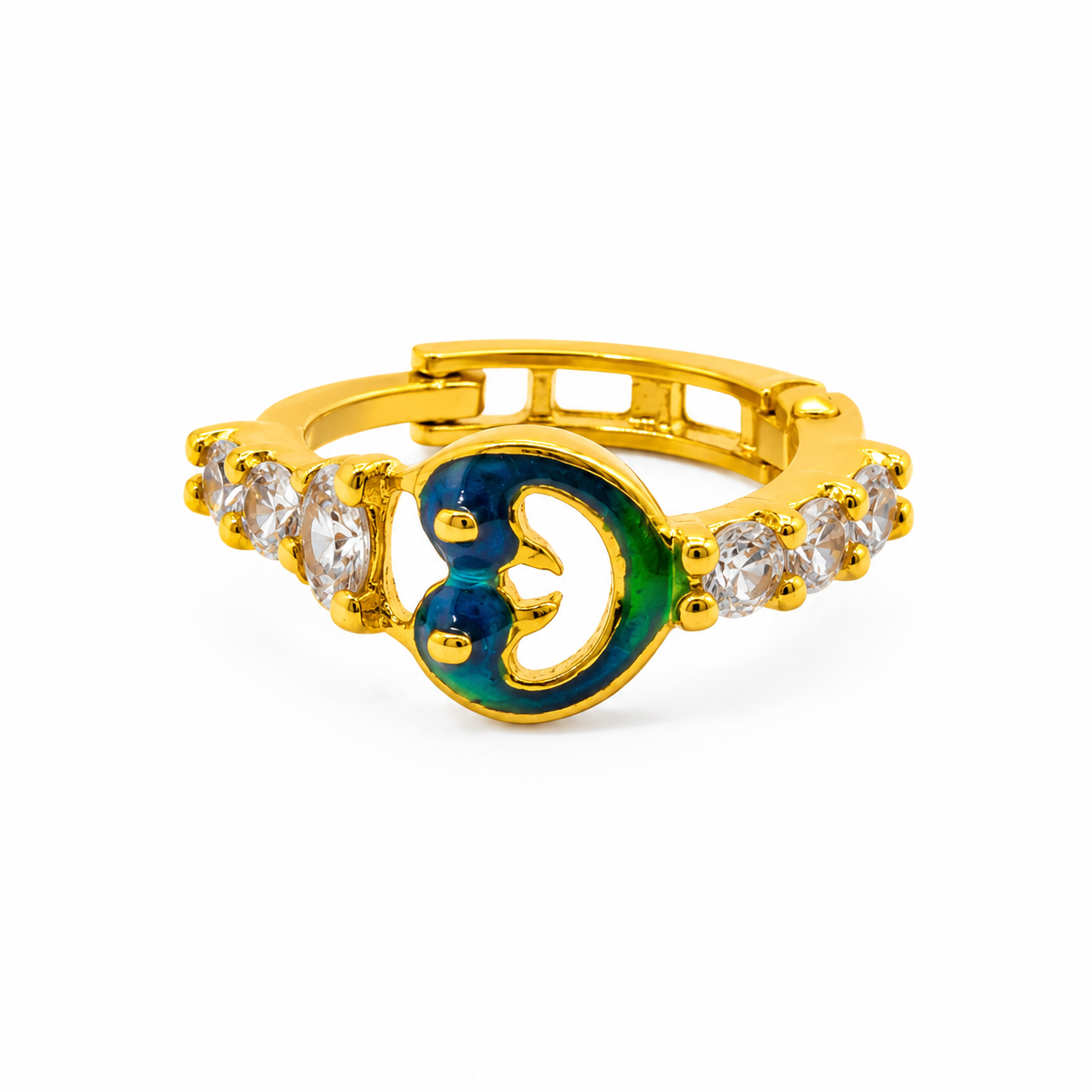 AVIRRA Gold Filled Twin Peacock Crystal Hoop Nose Ring