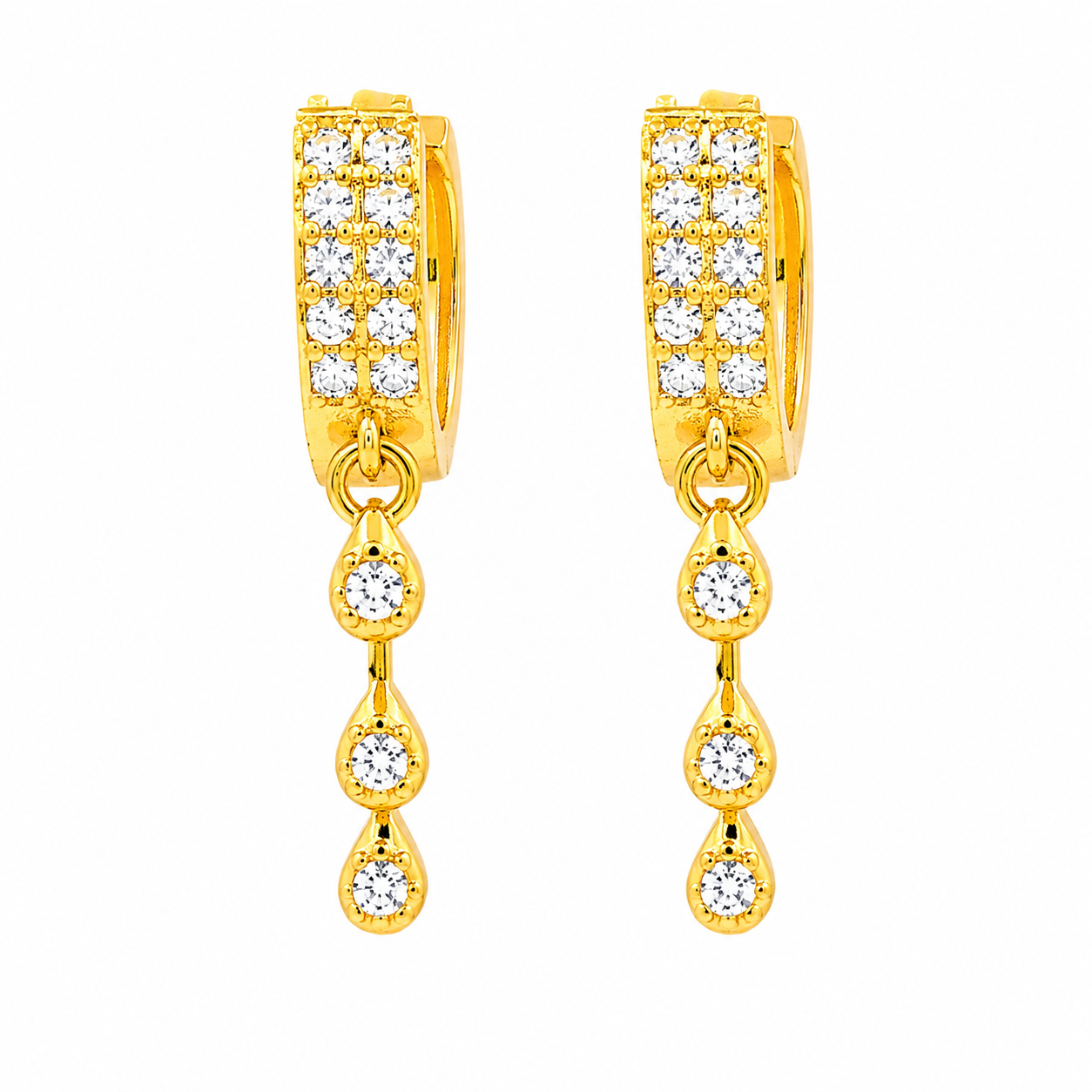 AVIRRA Gold Filled Crystal Drop Huggie Earrings