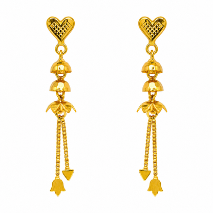 AVIRRA Gold Filled Heart Bell Tassel Earrings