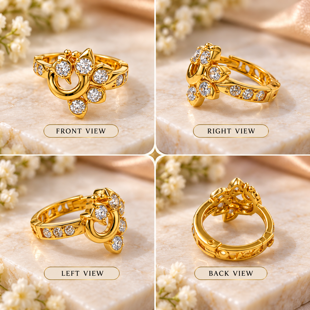 AVIRRA Gold Filled Floral CZ Nose Ring