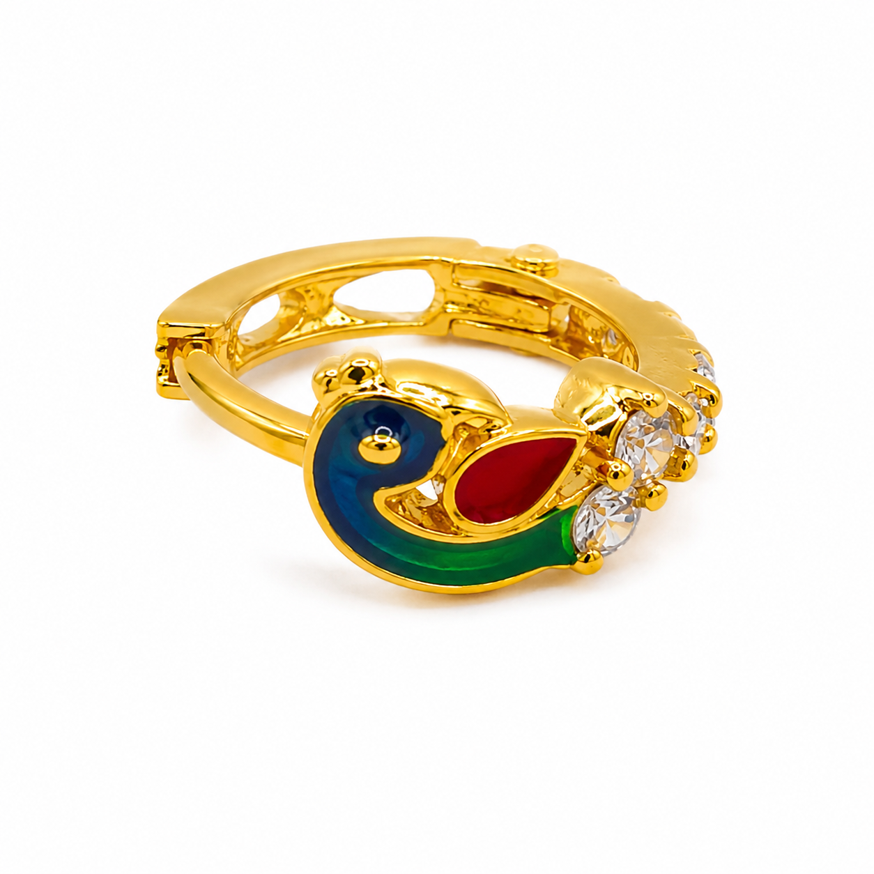 AVIRRA Gold Filled Peacock Crystal Hoop Nose Ring