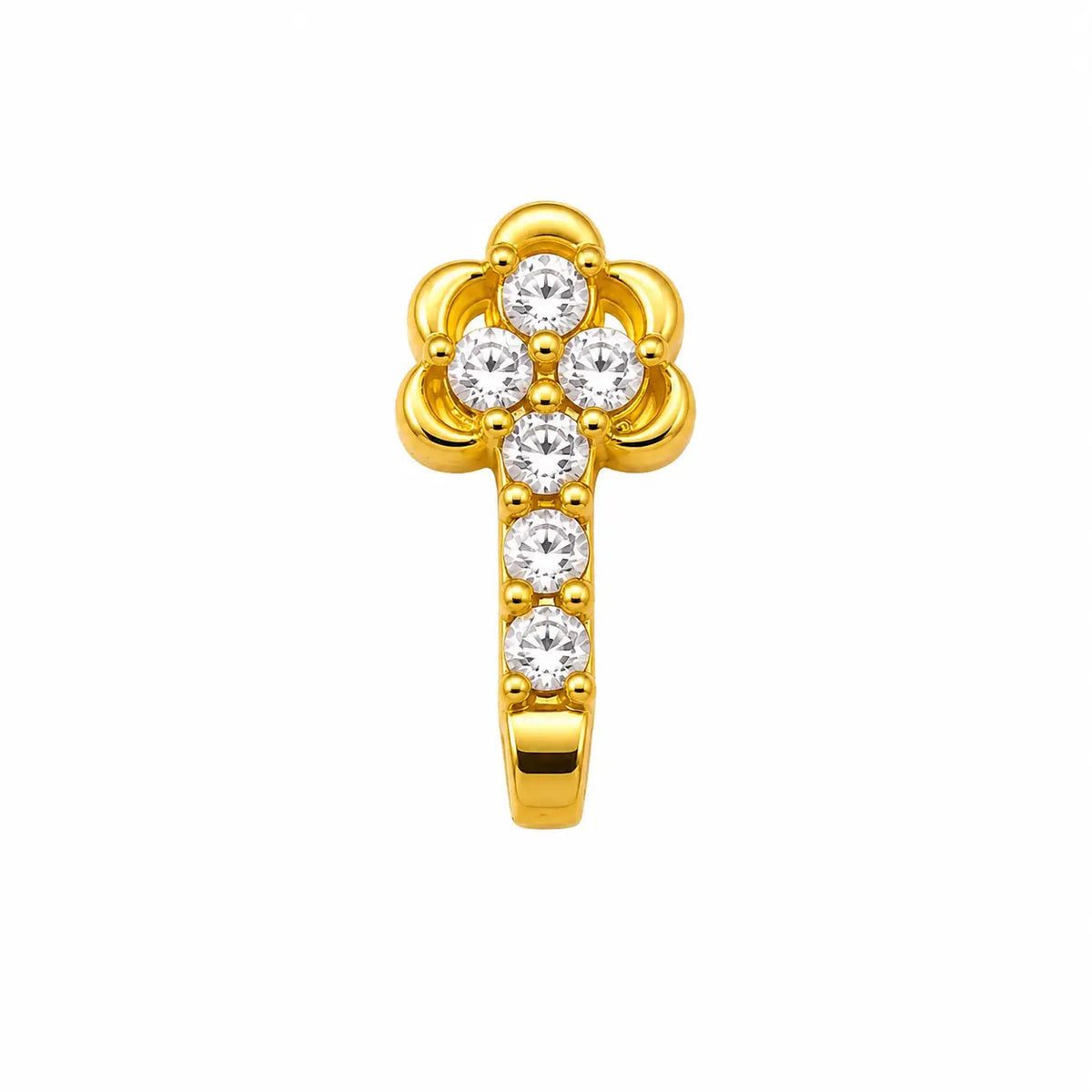 AVIRRA Gold Filled Floral Crystal Long Wired Nose Ring
