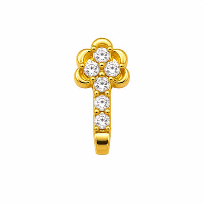 AVIRRA Gold Filled Floral Crystal Long Wired Nose Ring