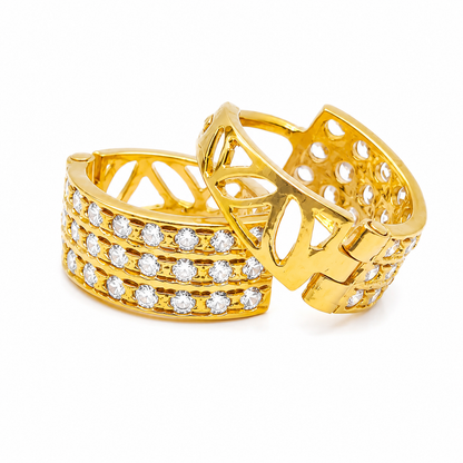 AVIRRA Gold Filled Multi-Row Diamond style Huggie Earrings