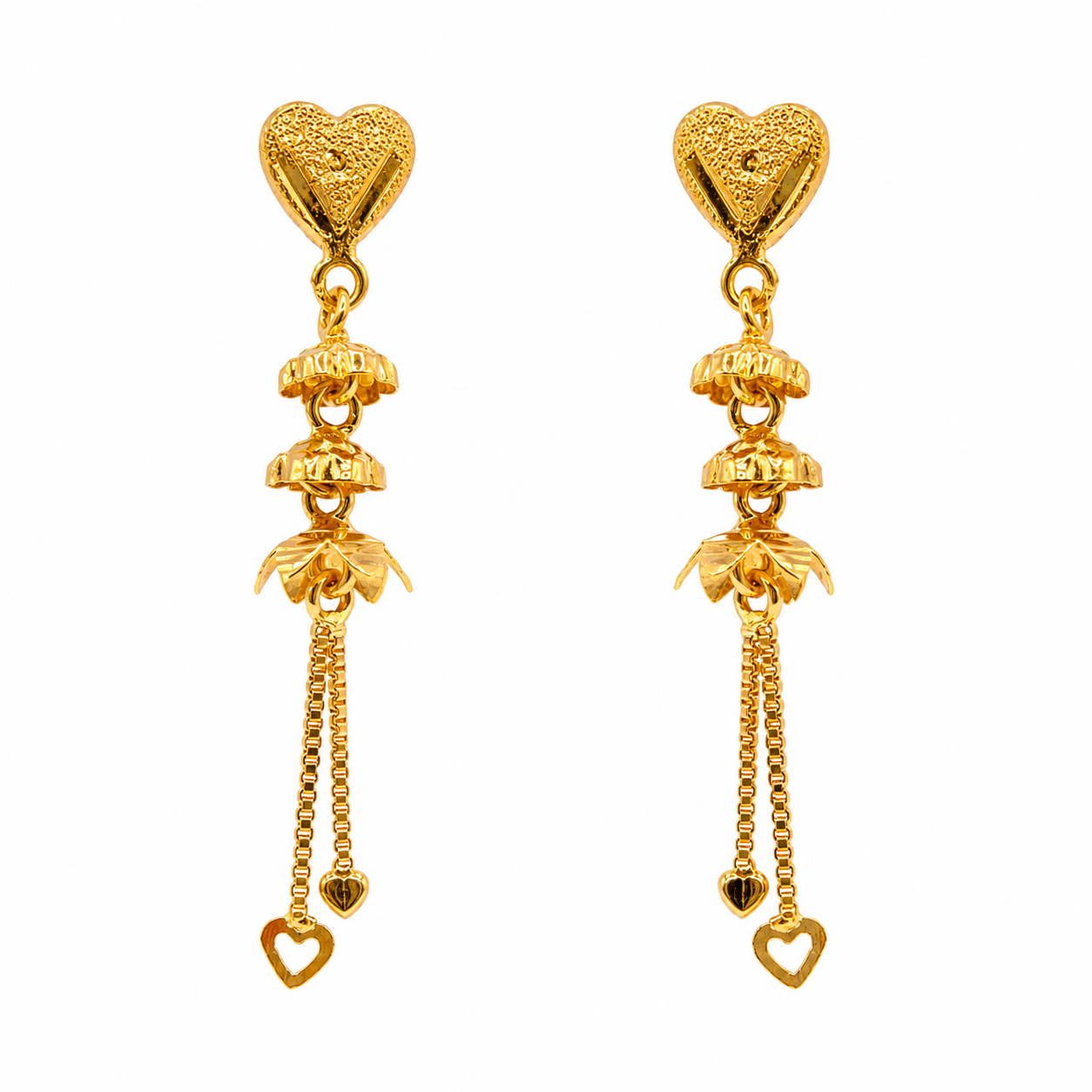 AVIRRA Gold Filled Heart Bell Tassel Earrings