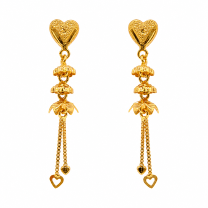 AVIRRA Gold Filled Heart Bell Tassel Earrings