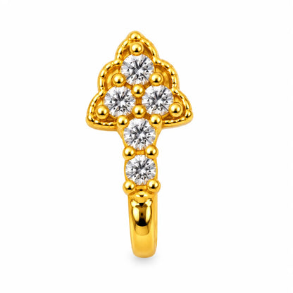 AVIRRA Gold Filled Floral Crystal Long Wired Nose Pin