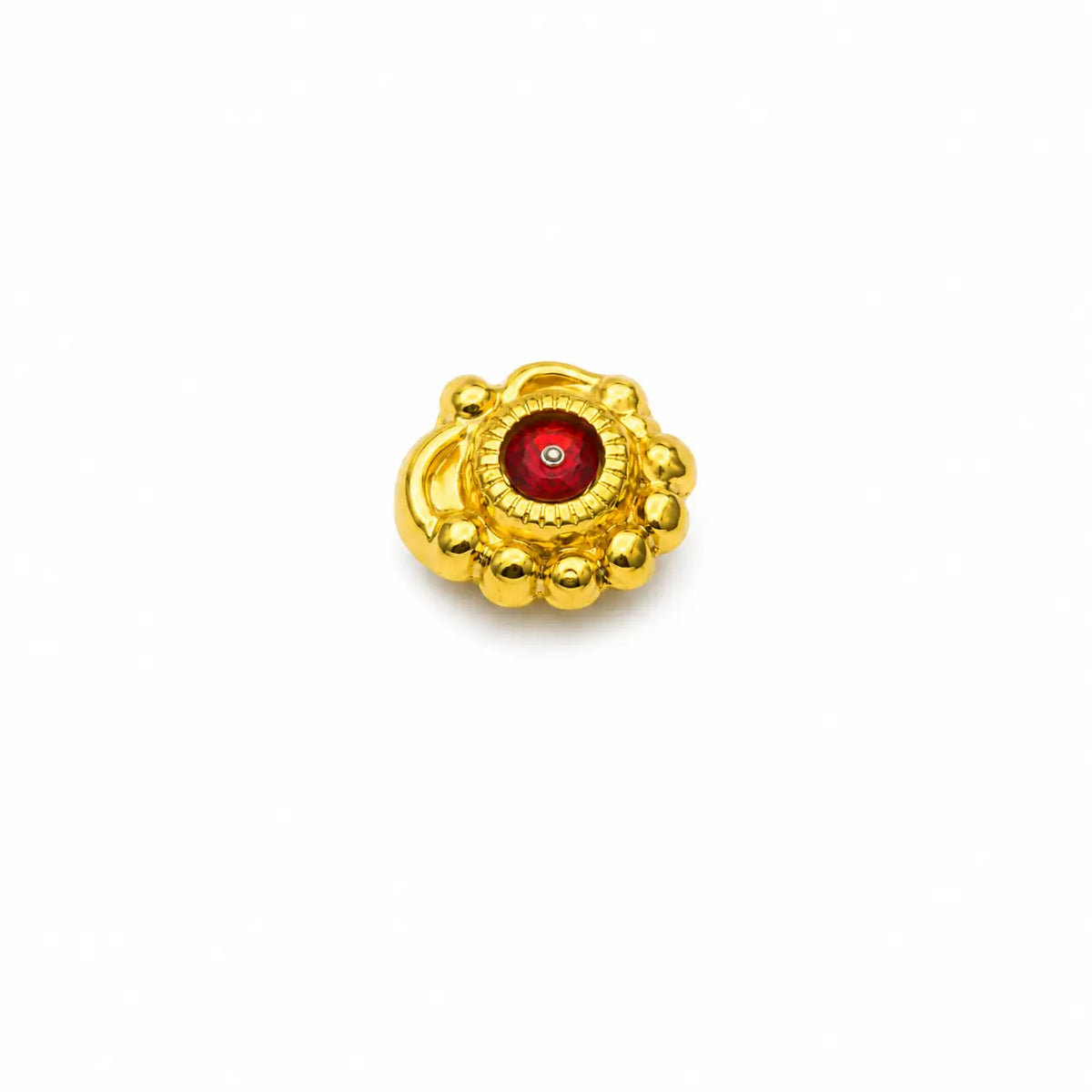 AVIRRA Gold Filled Floral Red Crystal Wired  Nose Pin