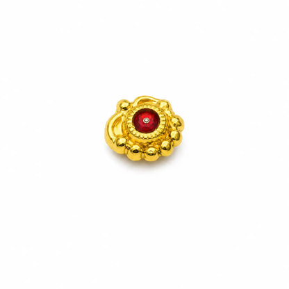 AVIRRA Gold Filled Floral Red Crystal Wired  Nose Pin