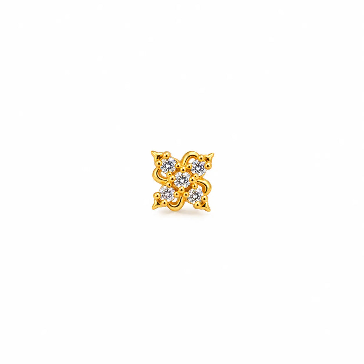 AVIRRA Gold Filled Floral Crystal Wired Nose Pin