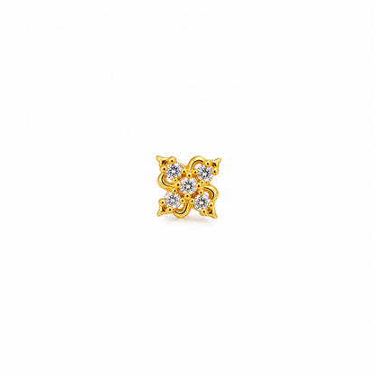 AVIRRA Gold Filled Floral Crystal Wired Nose Pin