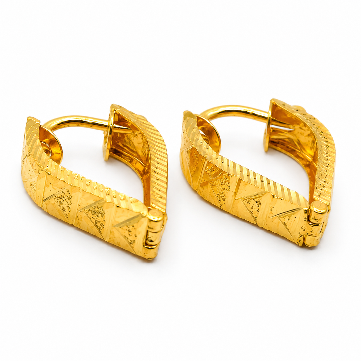 AVIRRA Gold Filled Geometric Engraved Huggie Earrings