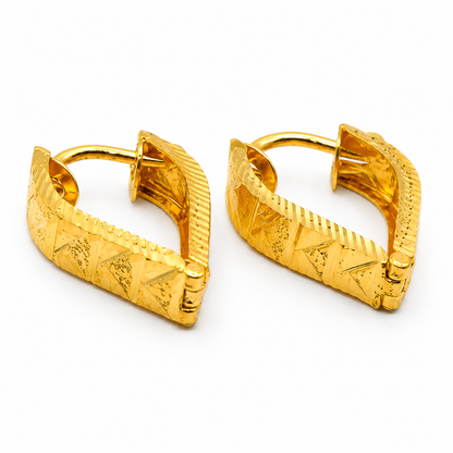 AVIRRA Gold Filled Geometric Engraved Huggie Earrings