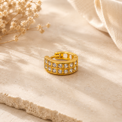 AVIRRA Gold Filled Double Row Crystal Hoop Nose Ring