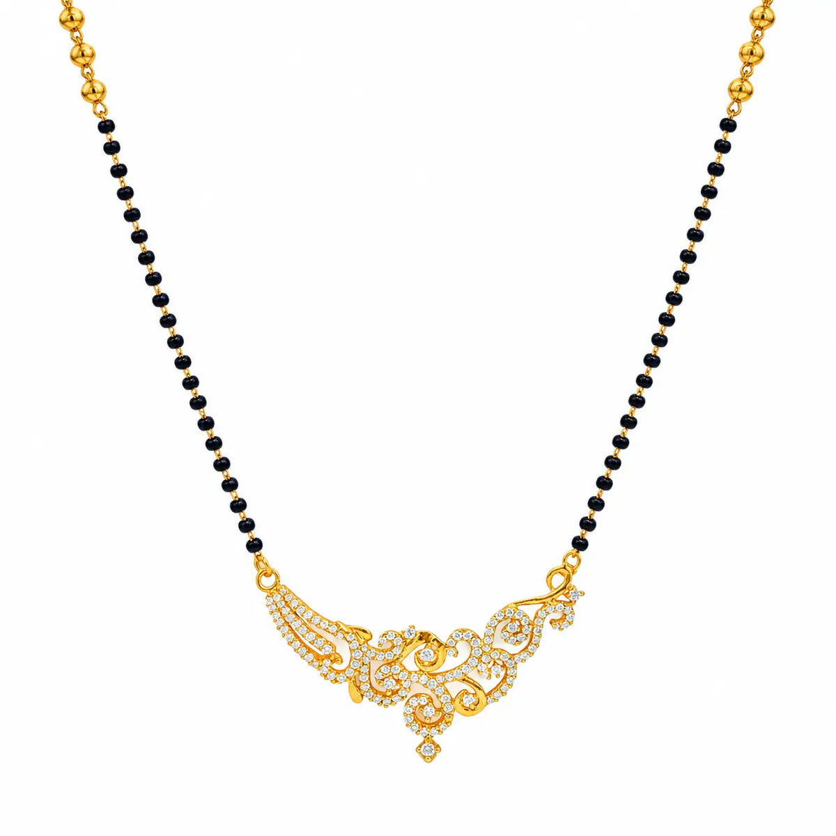 AVIRRA Elegant Gold Filled Floral CZ Mangalsutra Necklace