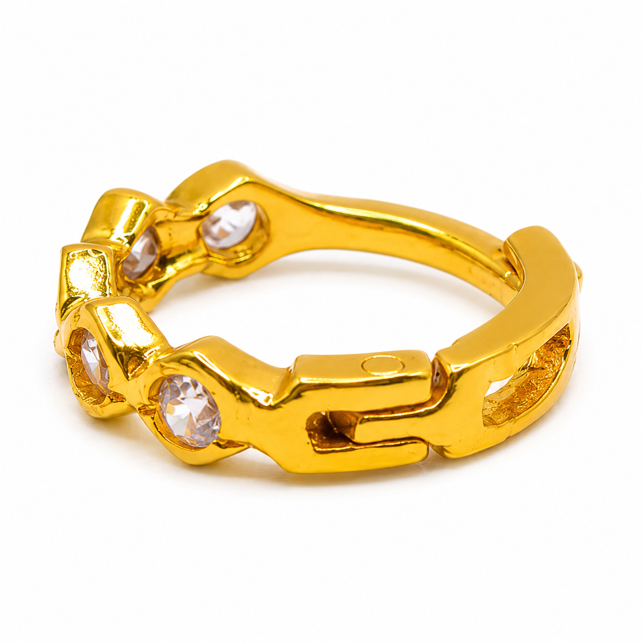 AVIRRA Gold Filled Crystal Heart Pattern Hoop Nose Ring