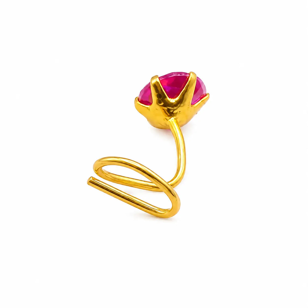 AVIRRA Gold Filled Ruby Red Crystal Wired Nose Pin