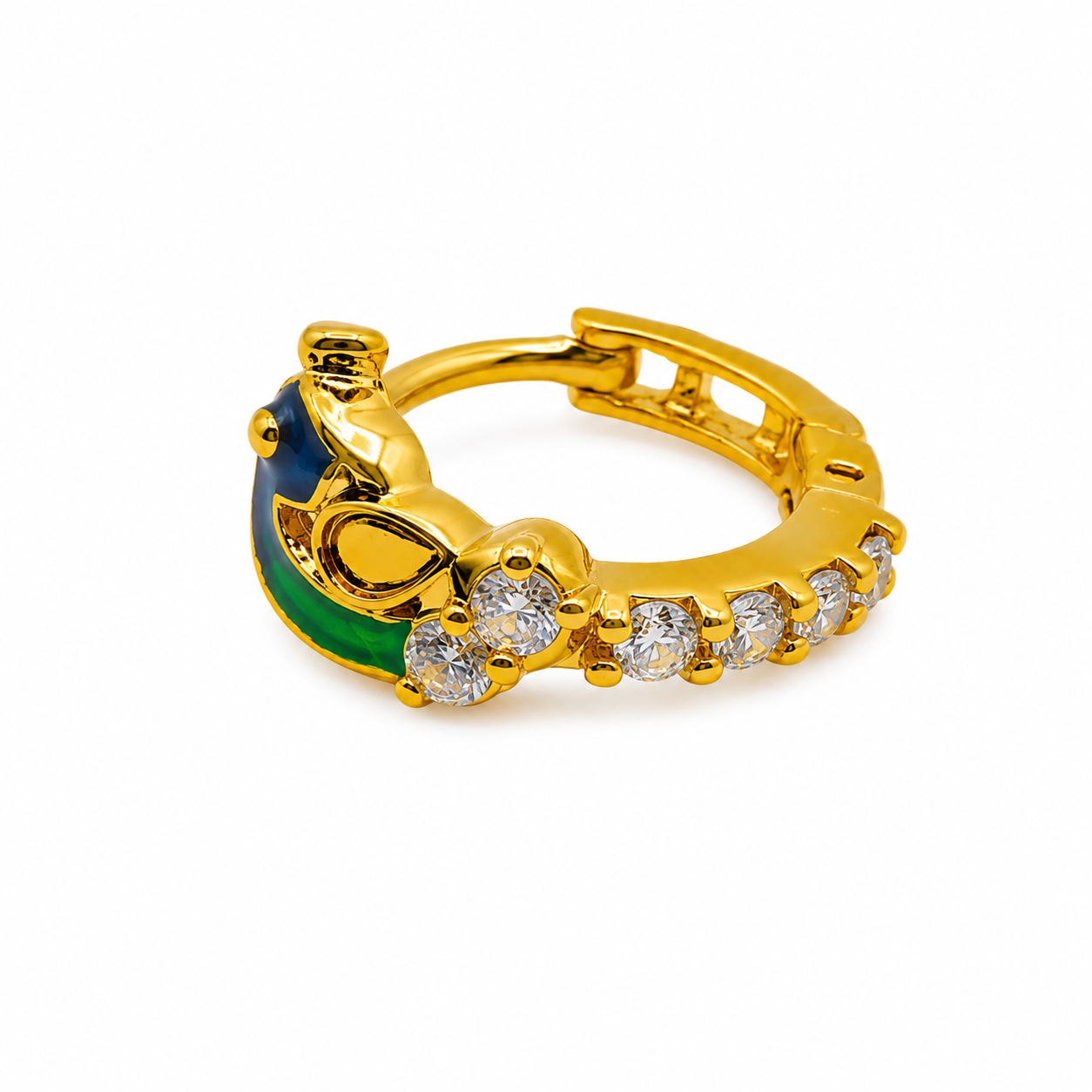 AVIRRA Gold Filled Peacock Crystal Hoop Nose Ring