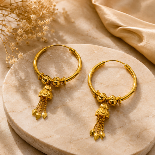 AVIRRA Gold Filled Bell Charm Hoop Earrings