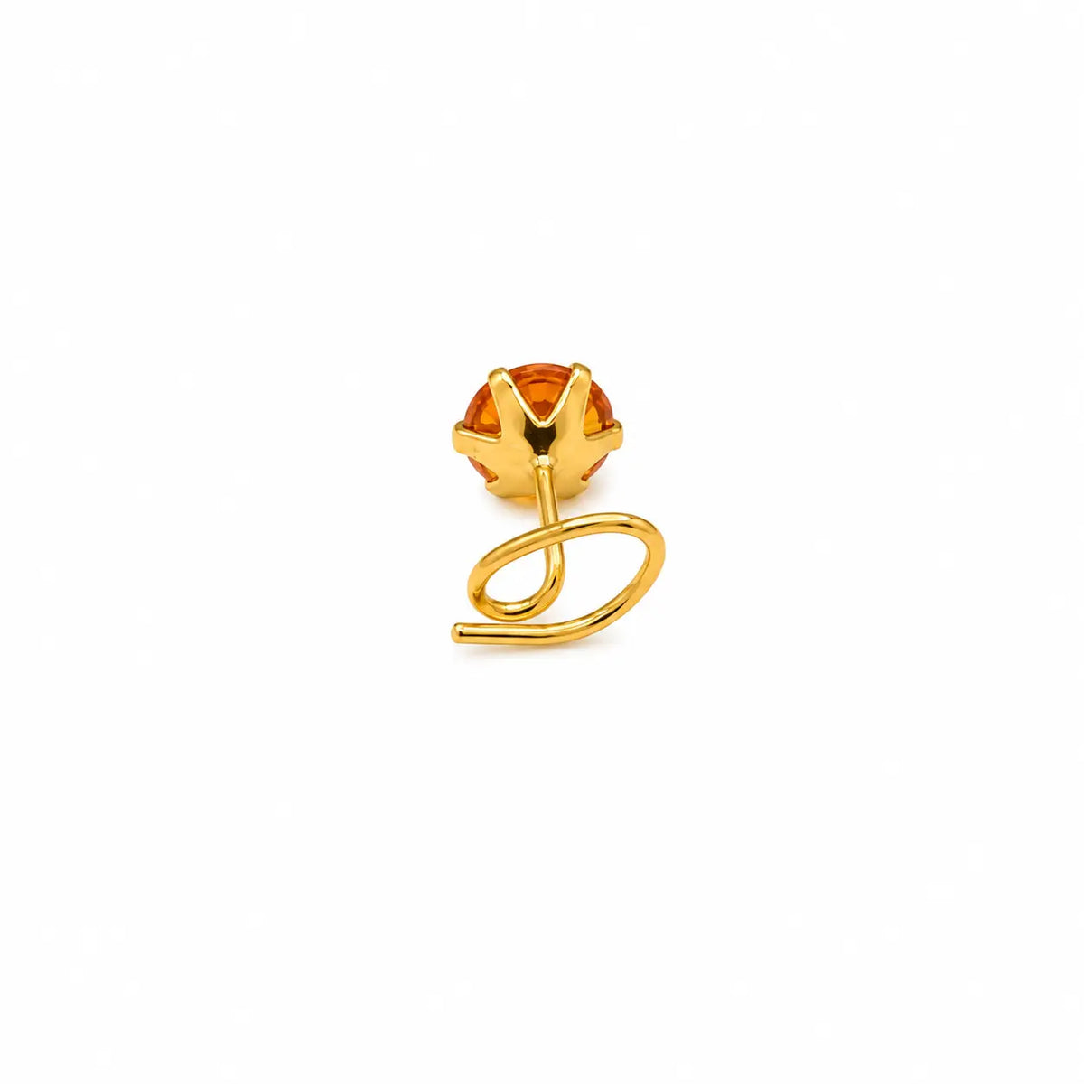 AVIRRA Gold Filled Orange Crystal Wired Nose Pin