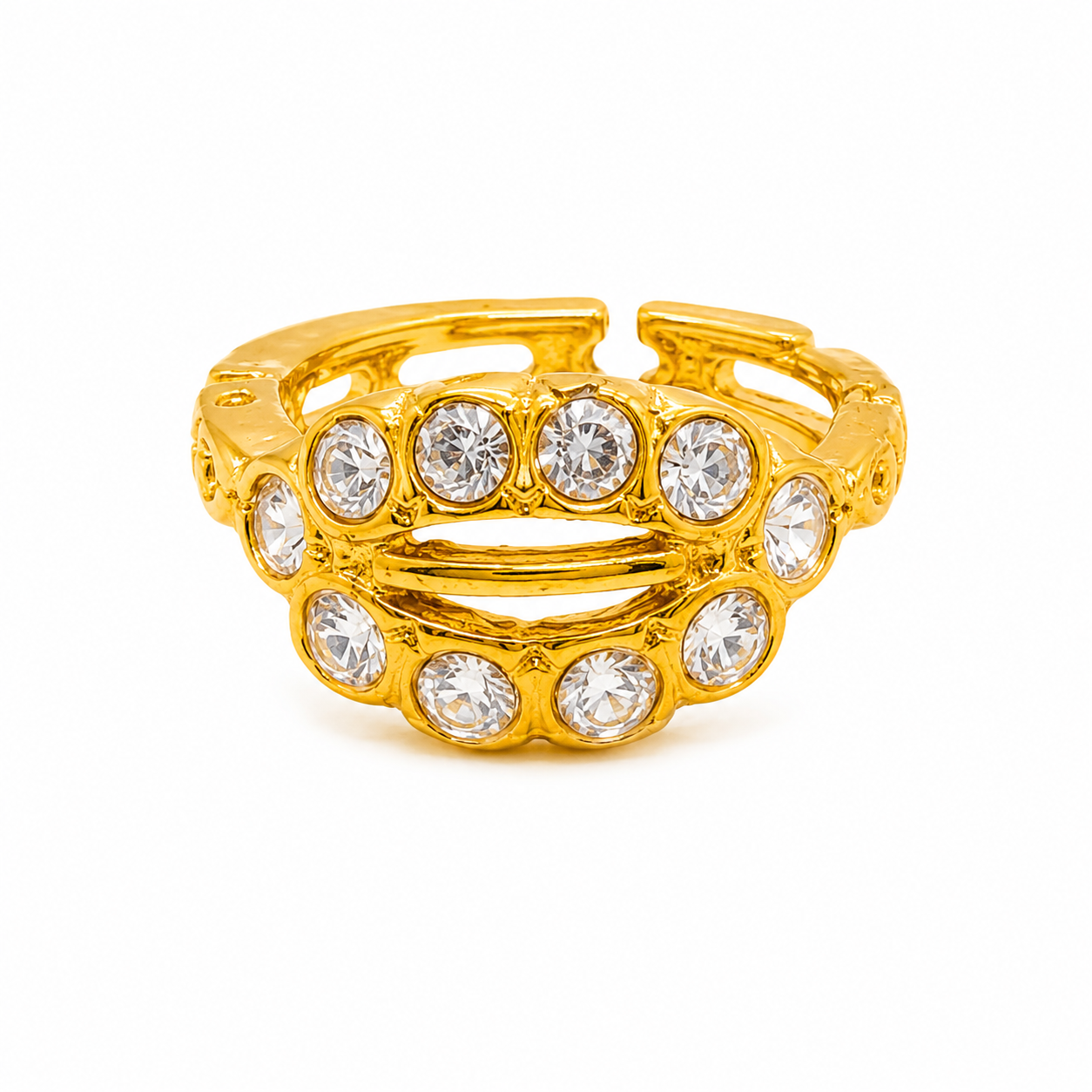 AVIRRA Gold Filled Double Row Crystal Hoop Nose Ring