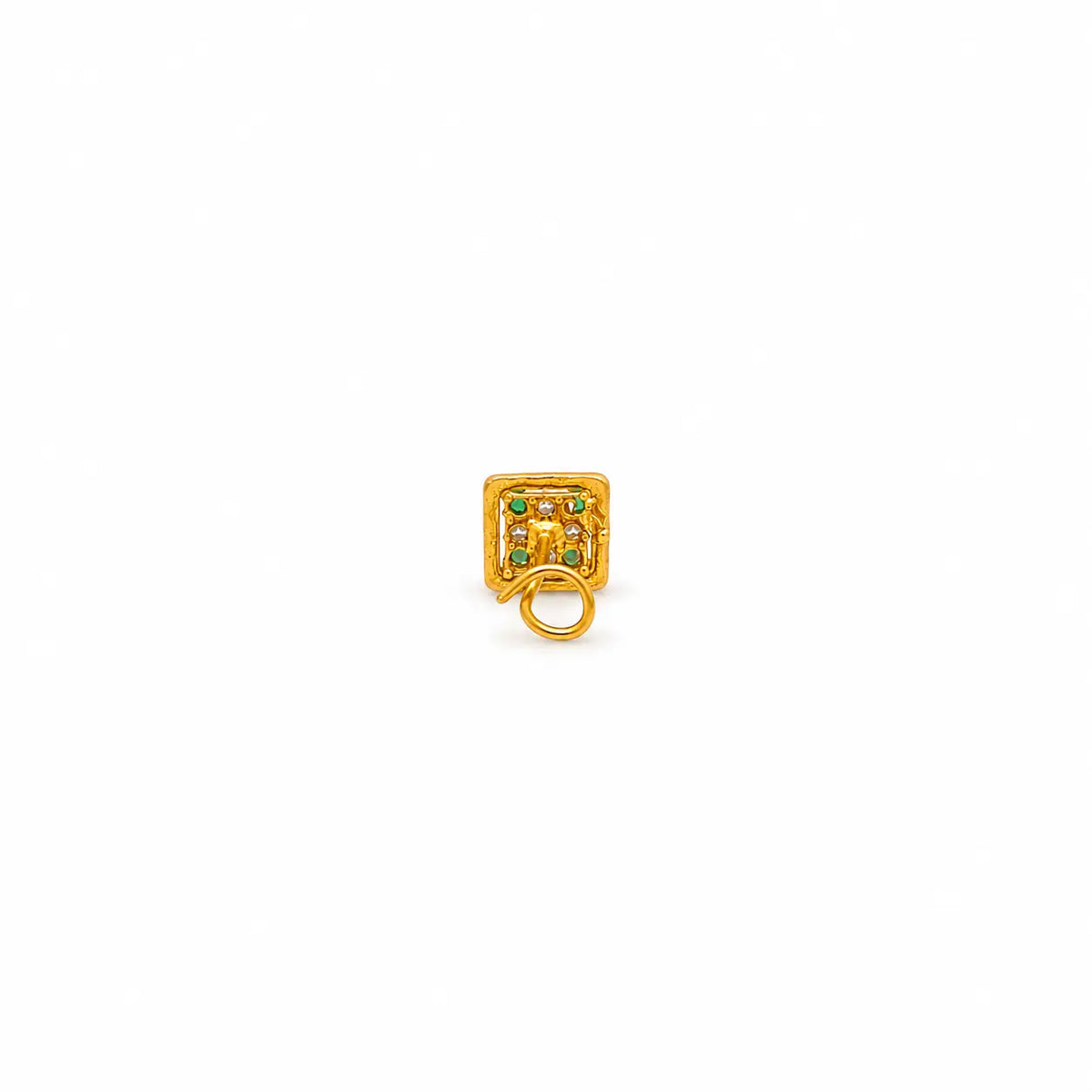 AVIRRA Gold Filled Green & White Square Wired Nose Pin
