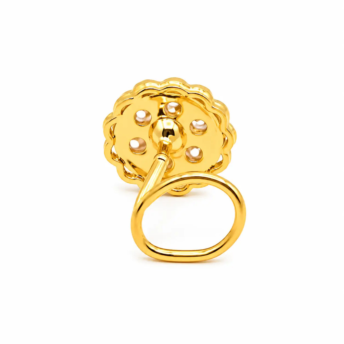 AVIRRA Gold Filled Floral Crystal Statement Wired Nose Pin