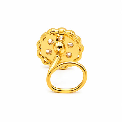 AVIRRA Gold Filled Floral Crystal Statement Wired Nose Pin