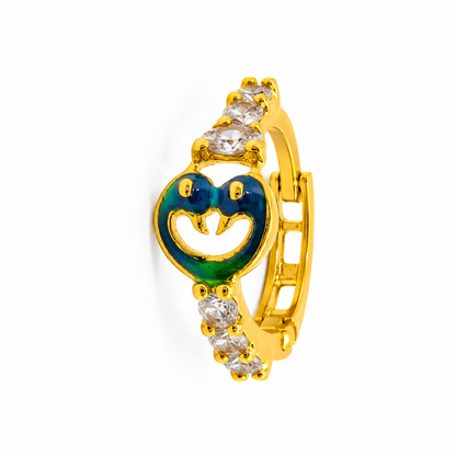 AVIRRA Gold Filled Twin Peacock Crystal Hoop Nose Ring