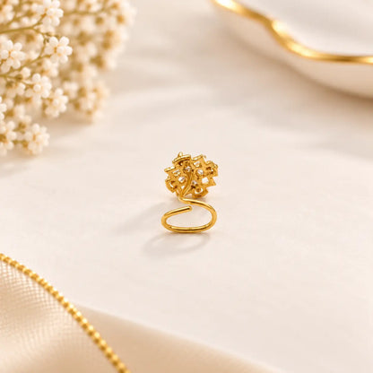 AVIRRA Gold Filled Floral Crystal Nose Pin