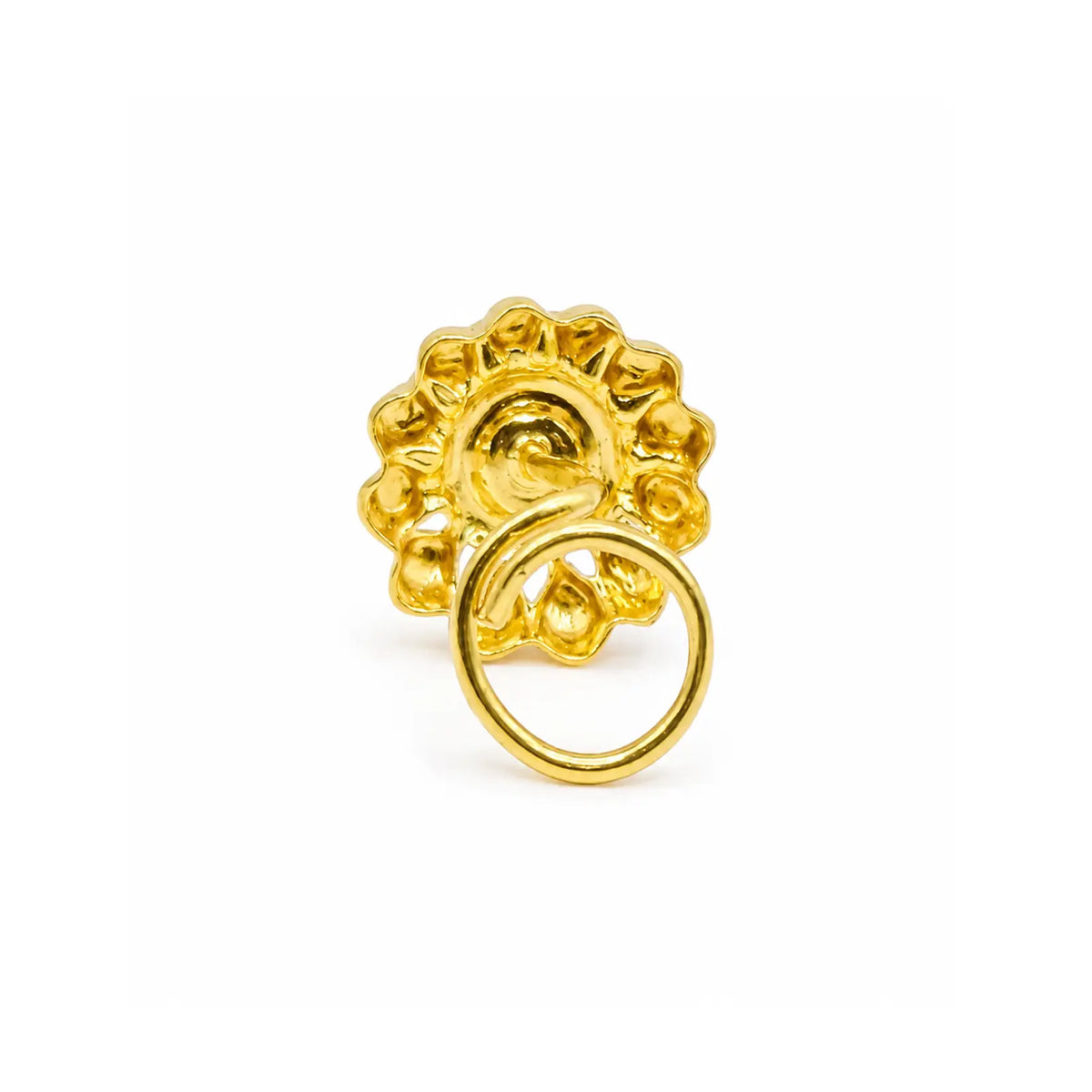AVIRRA Gold Filled Floral Red Crystal Wired  Nose Pin