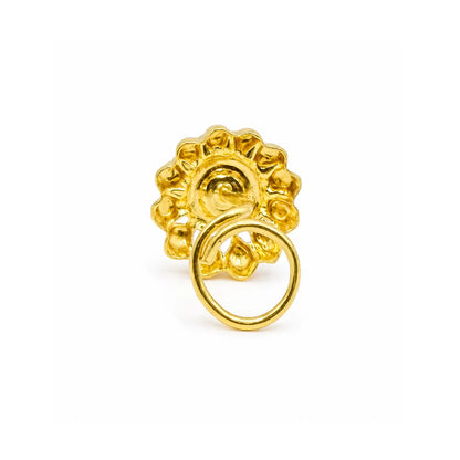 AVIRRA Gold Filled Floral Red Crystal Wired  Nose Pin