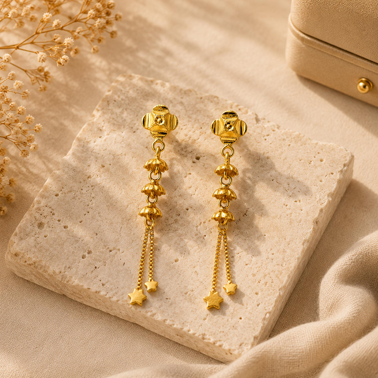 AVIRRA Gold Filled Floral Cascade Tassel Earrings