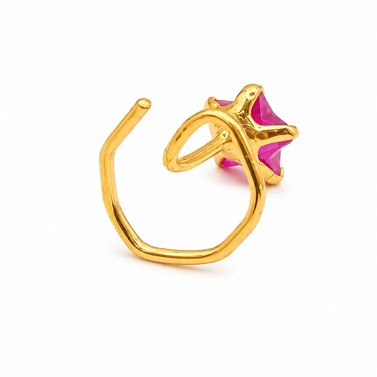 AVIRRA Gold Filled Ruby Red Star Crystal Wired Nose Pin