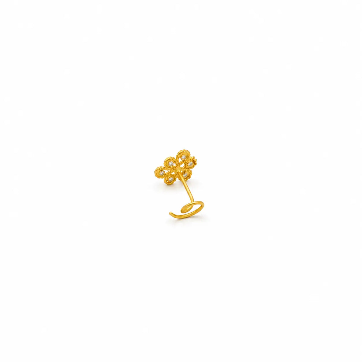 AVIRRA Gold Filled Floral Petal Wired Nose Pin