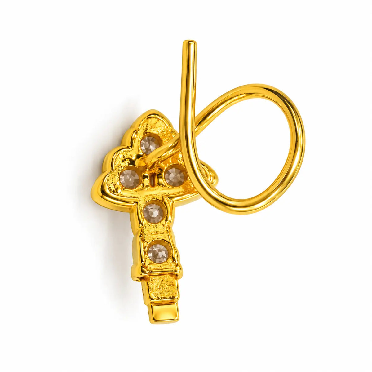 AVIRRA Gold Filled Floral Crystal Long Wired Nose Pin