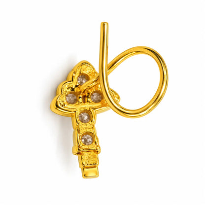 AVIRRA Gold Filled Floral Crystal Long Wired Nose Pin