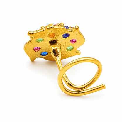 AVIRRA Gold Filled Multicolor Floral Crystal Wired Nose Pin